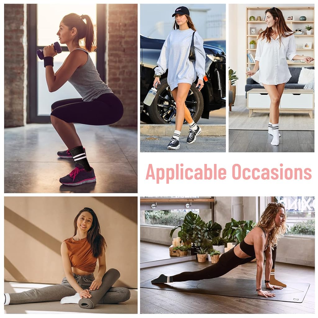 Proberos 2 Pair Yoga Socks for Women, Cotton Anti Skid Socks for Yoga/Pilates/Dance/Ballet, Anti Bacterial and Breathable Pilates Crew Socks for Daily Use, Home Workout Proberos 2 Pair Yoga Socks for Women, Cotton Anti Skid Socks for Yoga/Pilates/Dance/Ballet, Anti Bacterial and Breathable Pilates Crew Socks for Daily Use, Home Workout